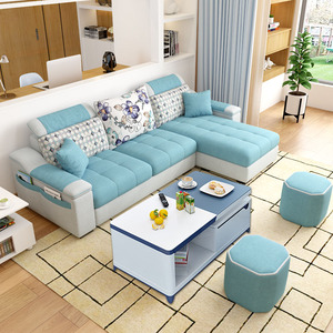 2018年新款现代布艺简易客厅乳胶沙发小户型简约可拆洗三人位组合