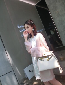 春夏纯色针织开衫女中长款宽松长袖外搭上衣空调防晒衫薄款外套潮开衫外套