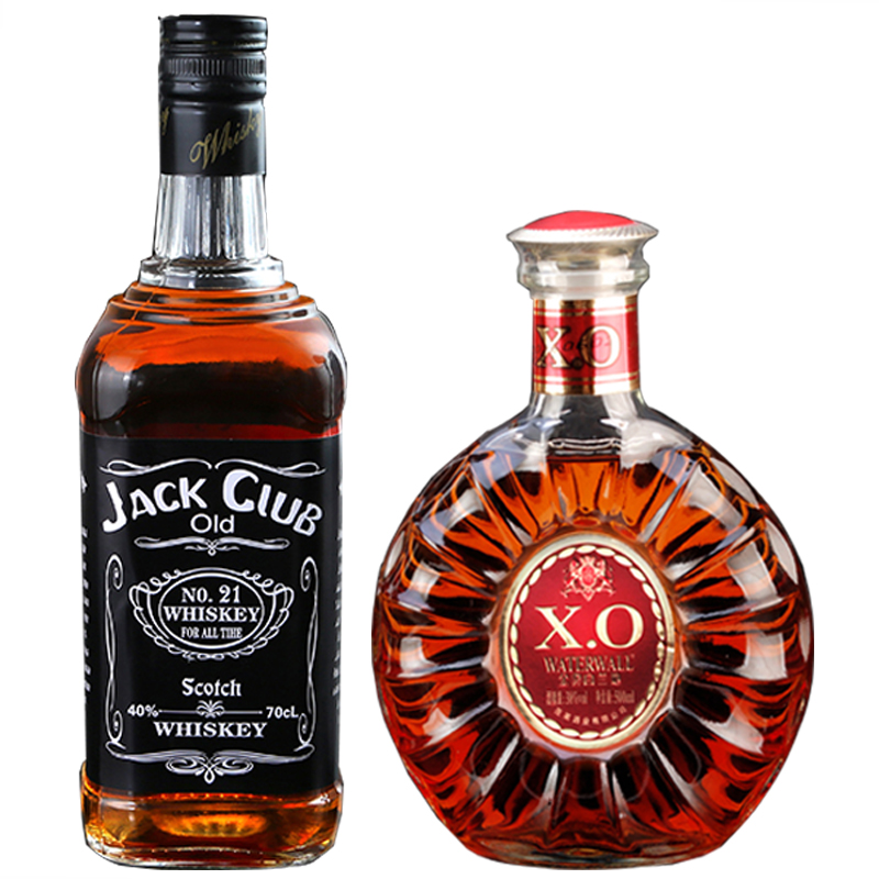 【洋酒2瓶】杰克俱乐部威士忌700ml+金奖白兰地xo500ml共计1200ml