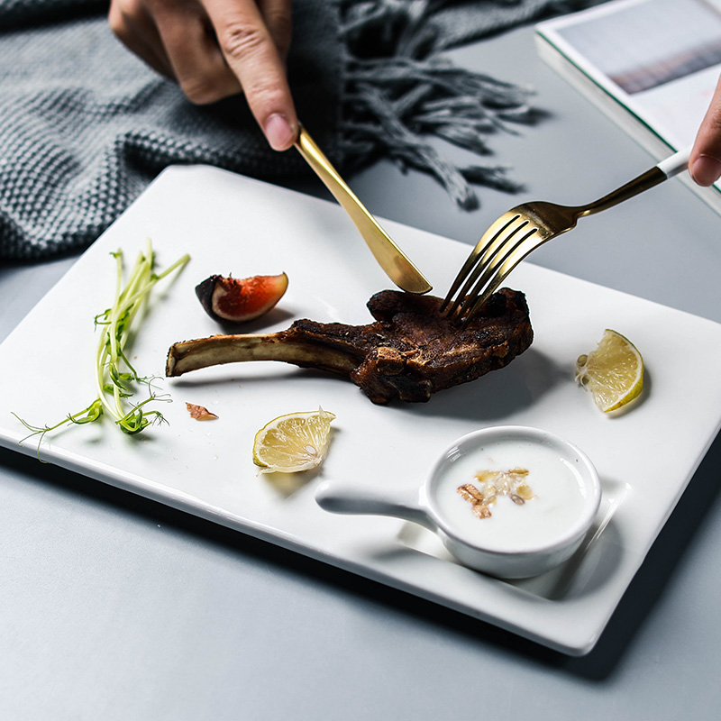 素宝 西餐系列陶瓷托盘 寿司盘子创意日式风格盘饺子盘长方盘