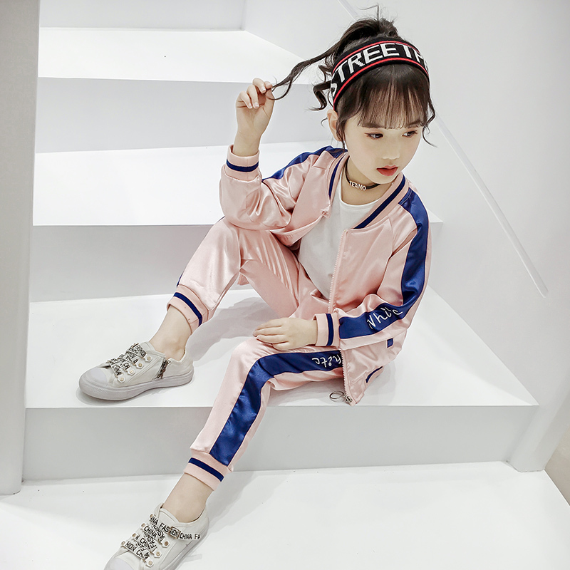 潮童装女童套装春装2019新款韩版儿童洋气两件套女孩时髦运动衣服