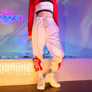 欧美潮牌女生帅气街拍裤子hiphop街舞秋季运动休闲束脚裤情侣长裤