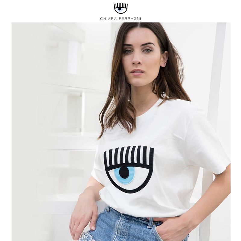 Chiara Ferragni短袖T恤女2019春季潮趣大眼睛宽松基本款打底T恤
