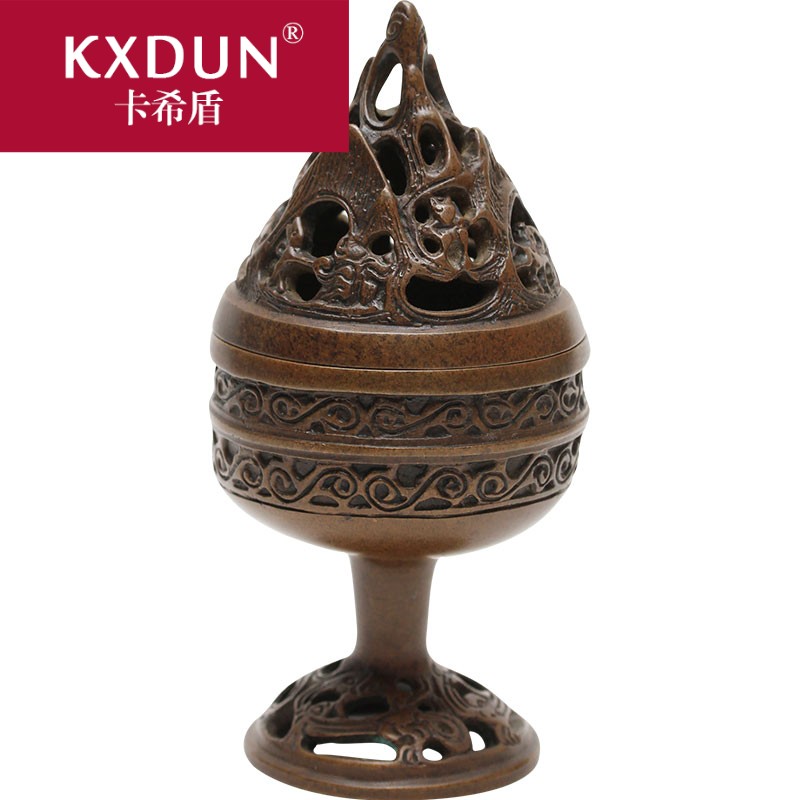KXDUN/卡希盾苏工纯紫铜博山炉纯铜书房香炉家用小号焚香炉yy0114