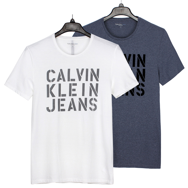 正品Cavlin Klein Jeans男士T恤夏纯棉圆领CK短袖男纯色半袖上衣