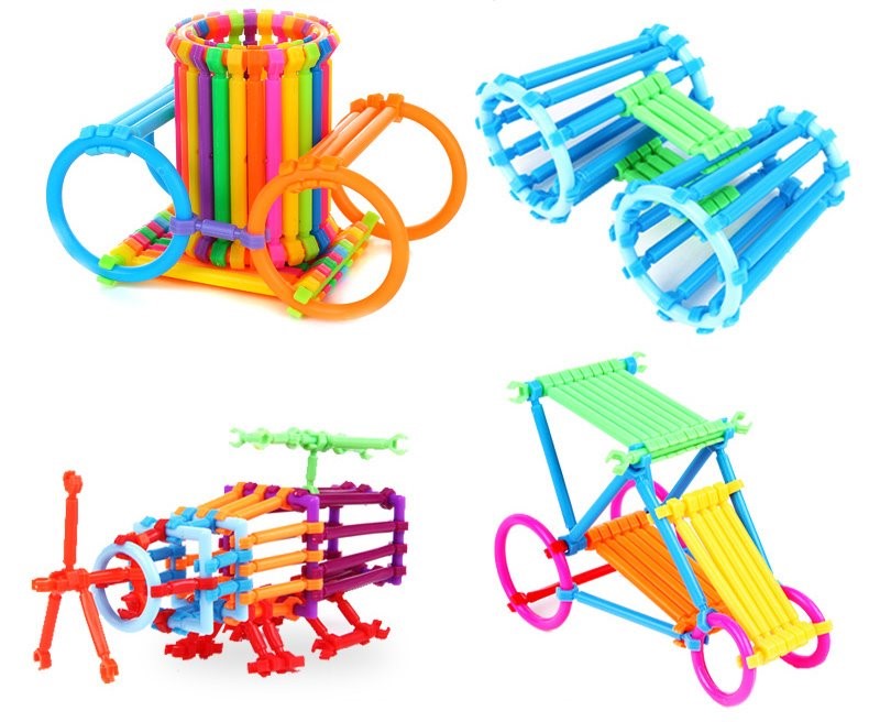 幼儿桌面益智玩具积木聪明棒拼图玩具圆圈棍子无味塑料拼插积木促