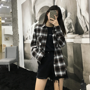 梁子charmingl 自画头像格子衬衫 span class=h>女/span>港2018秋季