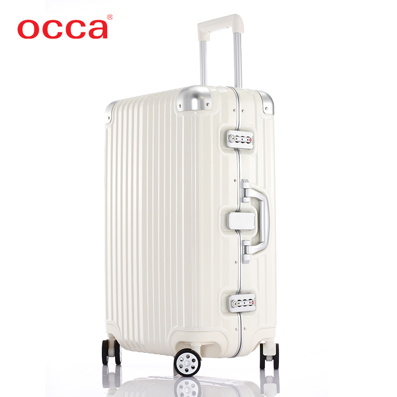 occa新品纯PC拉杆箱升级铝合金锁旅行箱铝包角行李箱22寸25寸29寸