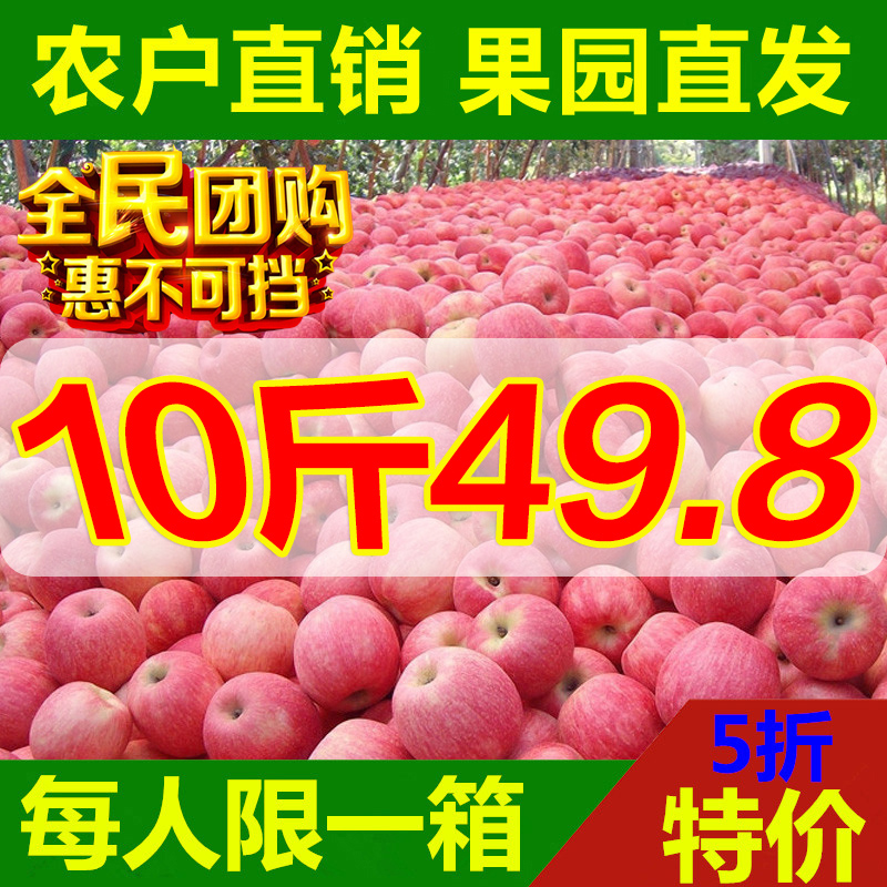【今日特价】10斤陕西苹果水果吃的脆甜大现摘新鲜红富士整箱批发