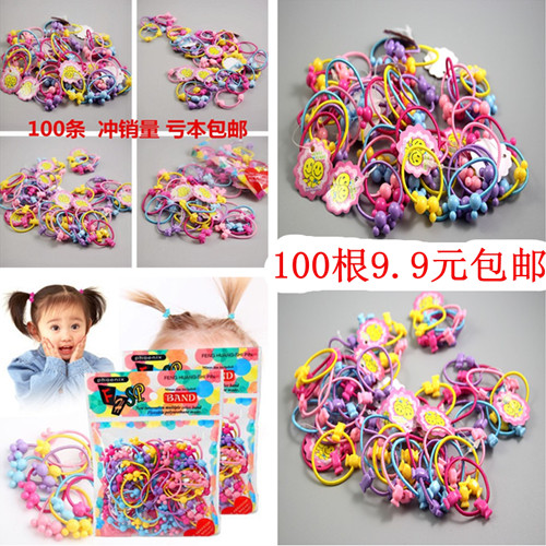 韩国女儿童发绳批发发带头饰头绳发饰发圈饰品橡皮筋头花约100根