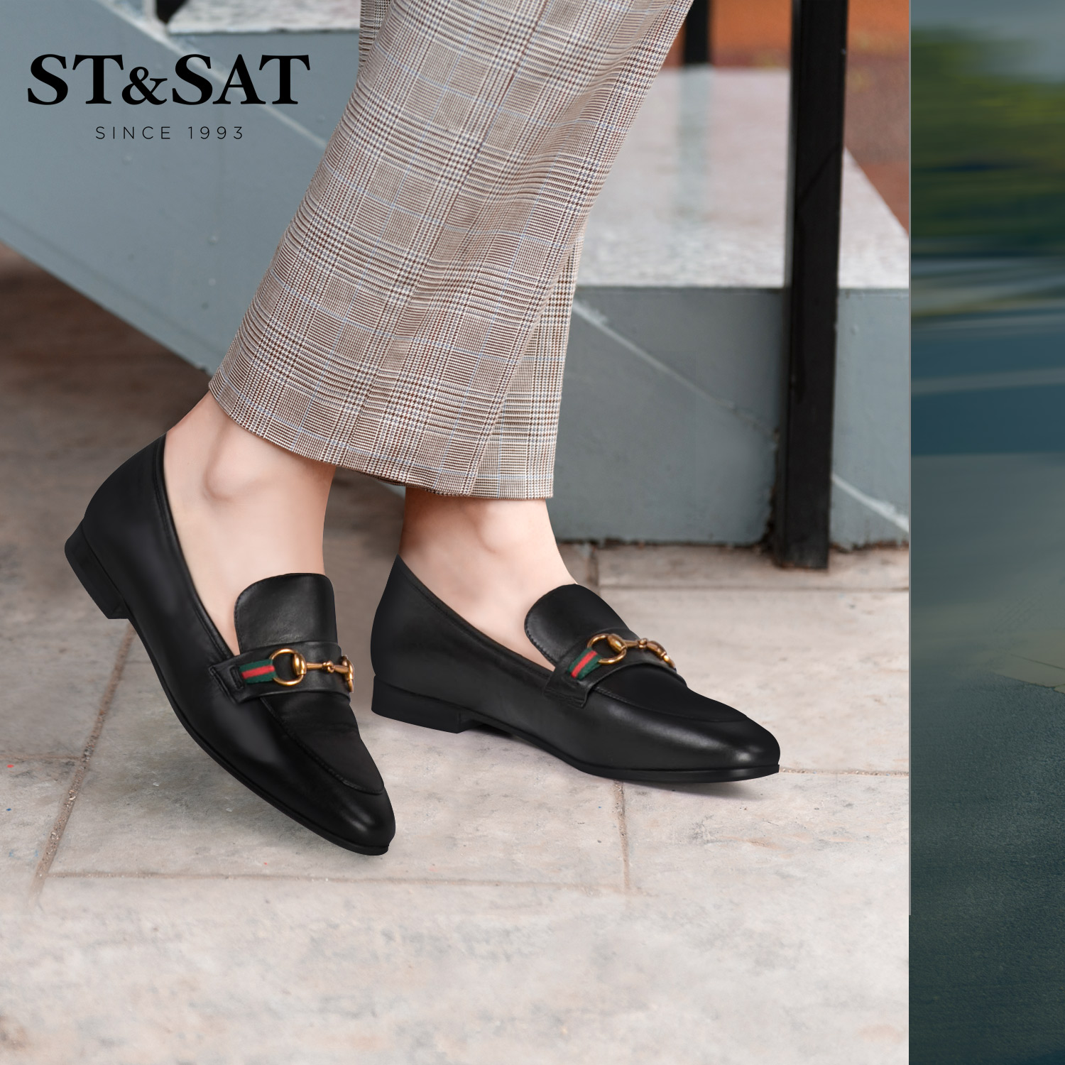 St&Sat/星期六新款金属装饰舒适皮鞋低跟学生单鞋SS83111307