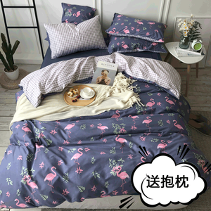夏季简约纯棉四件套北欧全棉床单被套三件套床笠1.5/1.8m床上用品三件套床单