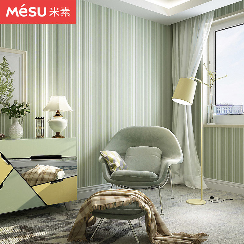 米素 立体条纹卧室壁纸纯色简约现代无纺布墙纸素色客厅 多戈雅