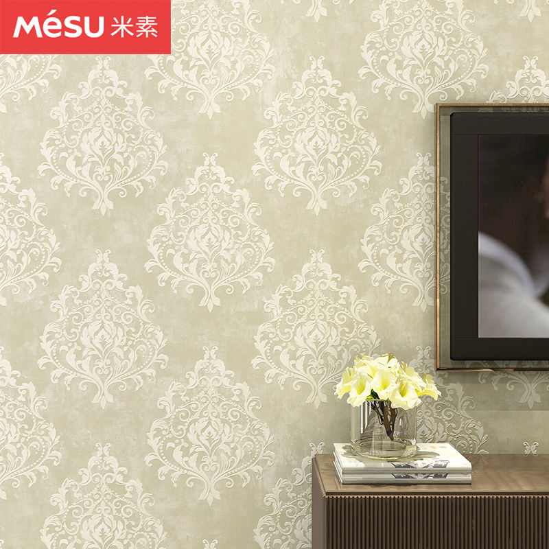 米素欧式电视背景墙壁纸3d立体客厅卧室无纺布墙纸大马士革 得娅