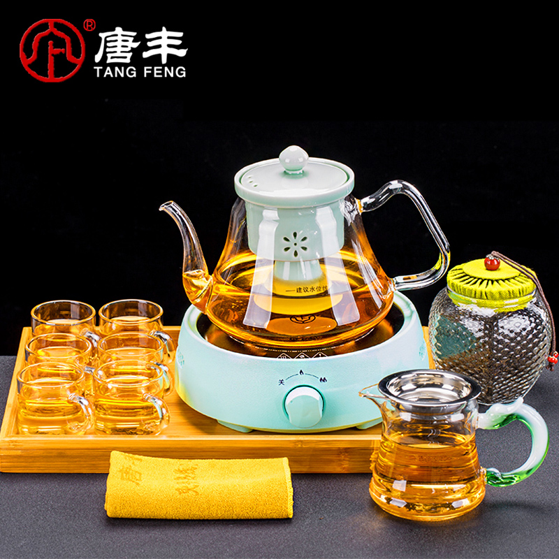蒸汽煮茶器玻璃煮茶壶黑茶蒸茶器电热电陶炉煮茶炉普洱烧茶壶套装
