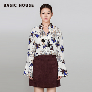 basic house/百家好2017秋季韩版新品印花 span class=h>衬衫 /span>