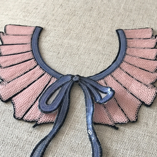 优质亮片粉色童装领子衣服装饰diy童装辅料小号假领饰品