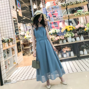 夏145cm矮小个子娇小女生150cm加小码xs 显高吊带雪纺长裙连衣裙
