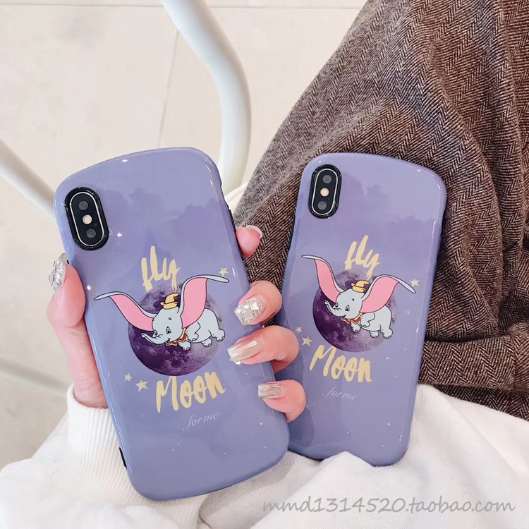 ins紫色小飞象Xs Max苹果6s手机壳iPhone7plus/8/XR卡通软硅胶潮