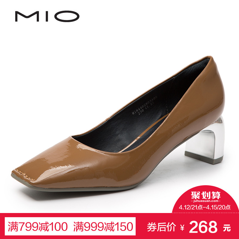 MIO米奥女鞋 春秋商场同款简洁素面通勤粗高跟女单鞋M184402803