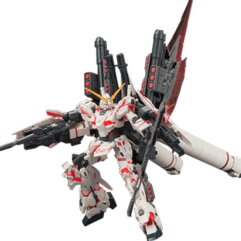 万代高达模型hguc 199全武装独角兽毁灭模式红色精神力骨架全装备