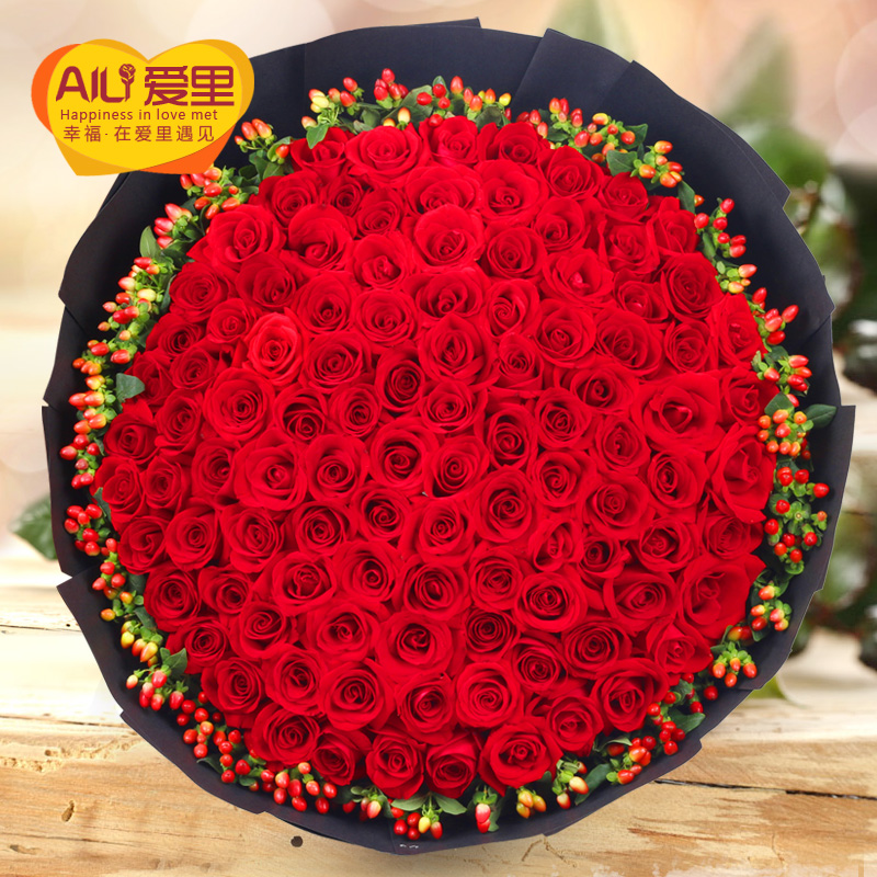 99朵红玫瑰花束生日鲜花速递北京上海广州深圳成都杭州西安同城送