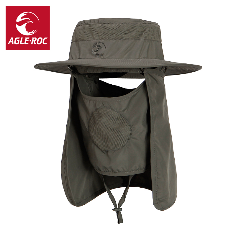 agleroc鹰岩户外 全方位遮阳帽 速干帽 可拆卸面罩披肩 出游必备