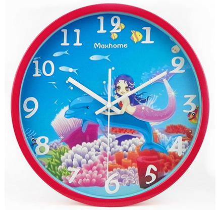 MAX HOME卡通挂钟钟表可爱挂钟儿童房静音圆形创意金属石英钟表