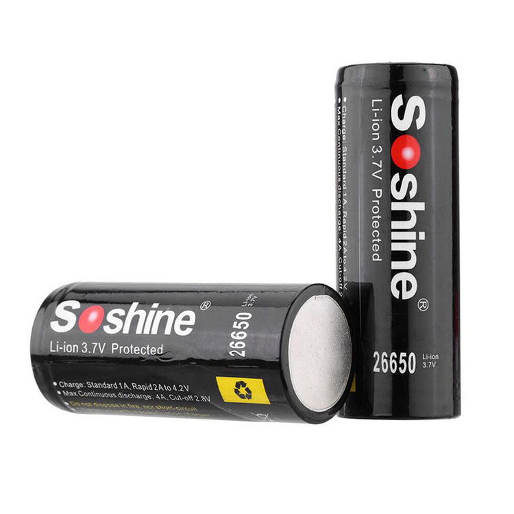 Soshine 26650 3.7V 5500mAh 可充电锂电池 带保护