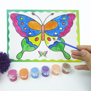 儿童手工制作涂色卡涂鸦绘画水彩水粉美术描红幼儿园教具颜料diy