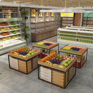 水果店货架展示架中岛促销台超市精品货架便利店展示柜陈列架双层