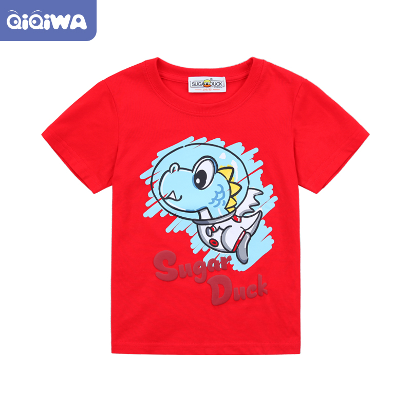 齐齐蛙童装男女童恐龙卡通短袖T恤夏装新款儿童宽松圆领半袖0011A
