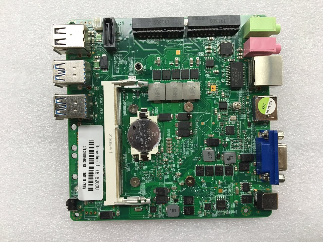 Nano迷你工控主板12×12/i5-5200U/VGA+HDMI/DC12V/msata/USB3.0