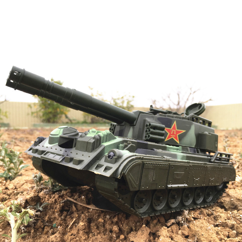 儿童电动遥控坦克玩具履带导弹车男孩闪光音乐万向仿真军事模型