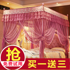 加密蚊帐1.8m/1.5/2.2米床双人家用支架2.0宫廷落地三开门加厚蚊帐