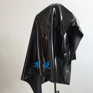 pu软镜面服装革 漆皮舞台表演服装皮料 纯黑色皮革面料 皮布料