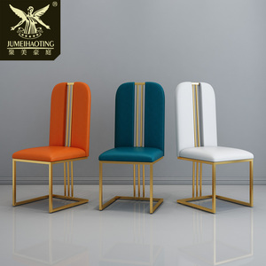 后现代餐椅简约家用餐厅创意时尚咖啡厅软包靠背金属欧式轻奢椅子