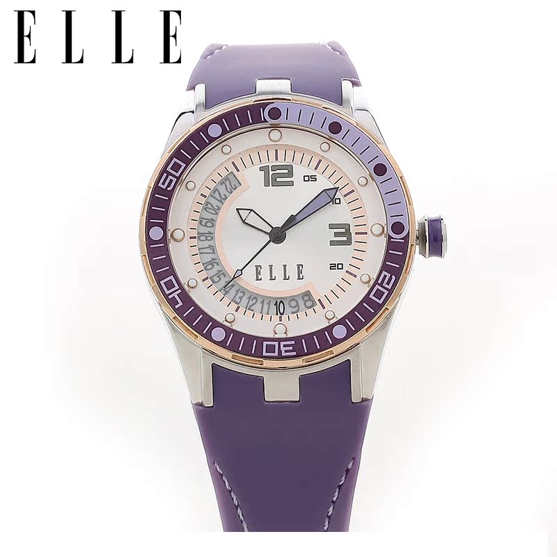 ELLE手表女士石英表运动学生腕表时尚潮流女生手表蝴蝶扣表带正品