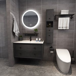 浴室 span class=h>柜 /span>组合现代简约卫生间挂墙式洗手 span