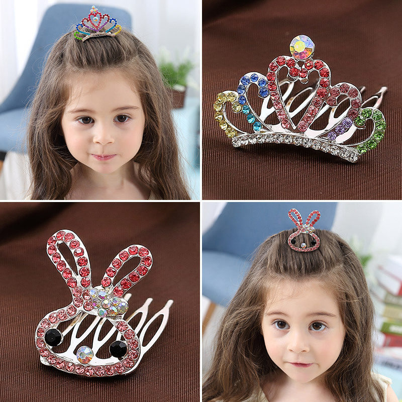韩国儿童头饰品可爱女童王冠公主小女孩发卡皇冠发夹宝宝水晶发梳