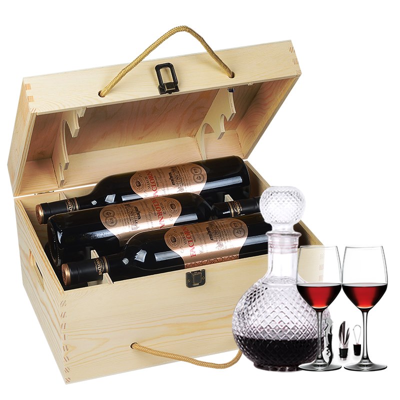 红葡萄酒整箱6支装法罗纳玛茜赤霞珠干红酒6瓶送酒具木箱礼盒