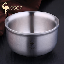 SSGP 304不锈钢碗儿童防摔双层隔热成人饭碗家用加厚汤碗大号餐具