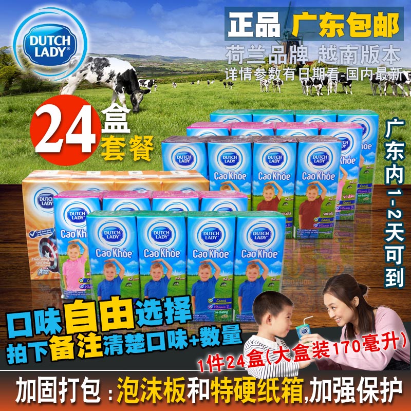 越南进口荷兰DUTCHLADY子母奶170ml*24盒四味混合箱广东包邮饮品