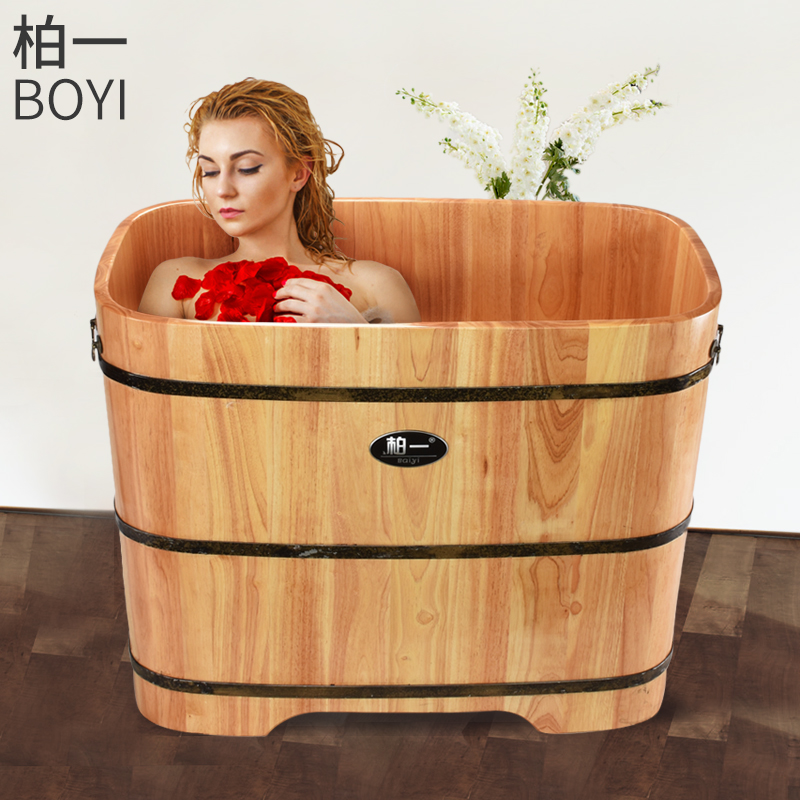 柏一方形泡澡桶洗澡洗浴木桶浴桶成人木质浴缸沐浴桶实木浴盆家用