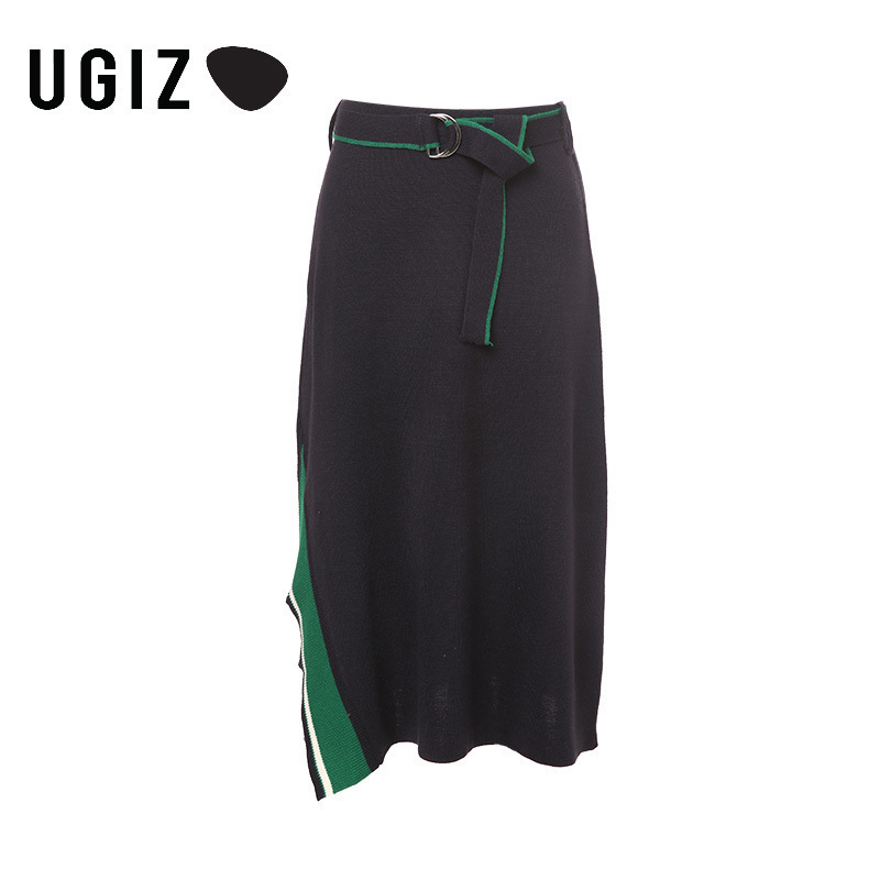 UGIZ裙子女2019春女装新款不规则时尚休闲中长款半身裙女UAKB421A