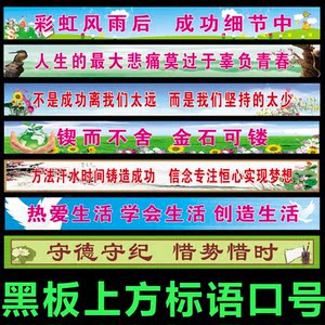 黑板讲台上方横幅标语挂图 班级励志条幅墙贴画 校园文化宣传海报