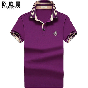 商务休闲紫色短袖t恤图片
