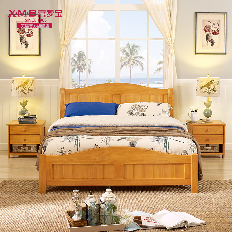 喜梦宝家具都市木歌实木现代简约双人床1.5 1.8米卧室家具