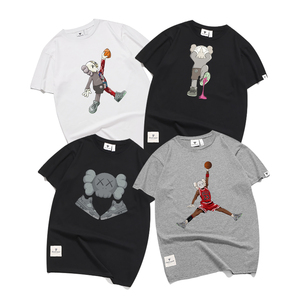 创意潮牌男女飞人主题aj23号kaws恶搞卡通夏纯棉宽松圆领短袖t恤