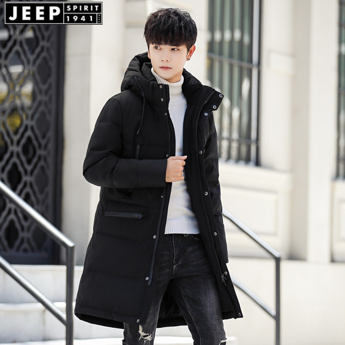 JEEP/吉普羽绒服男中长款冬季加厚男式韩版修身潮流时尚外套男装